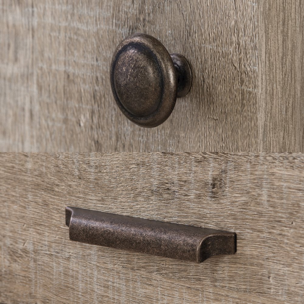 Versa 2-Door Armoire with Drawers, Weathered Oak. Picture 5