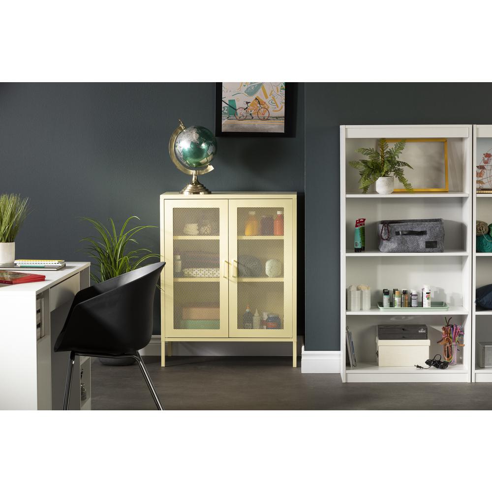 Crea Metal Mesh 2-Door Accent Cabinet, Yellow. Picture 2