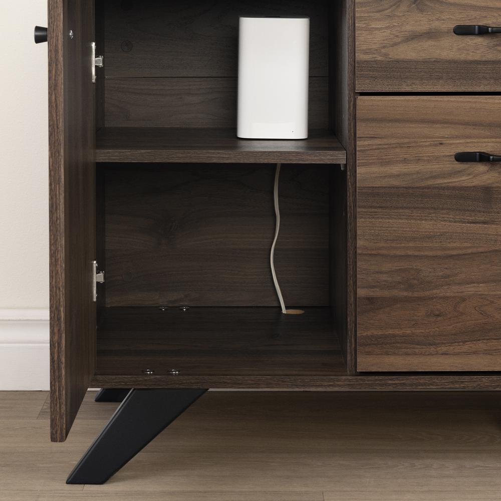 Helsy 2-Drawer Credenza with Doors, Natural Walnut. Picture 5