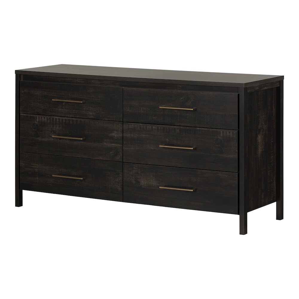 Gravity 6-Drawer Double Dresser, Rubbed Black. Picture 1
