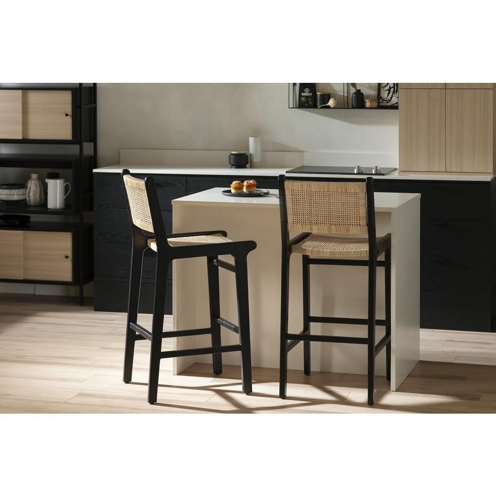 South ShoreBalka Rattan Stool, Rattan and Black. Picture 2