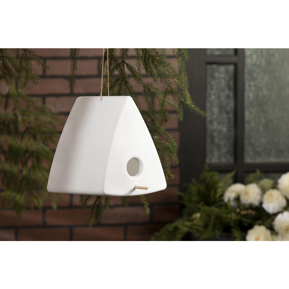 Dalya Triangle Decorative Birdhouse, White. Picture 2
