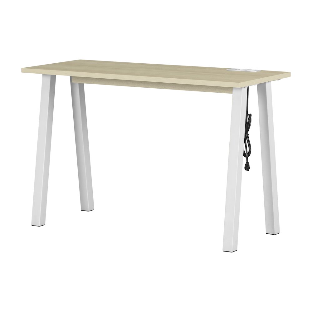 Milestone Computer Desk, Bleached Oak and White. Picture 1