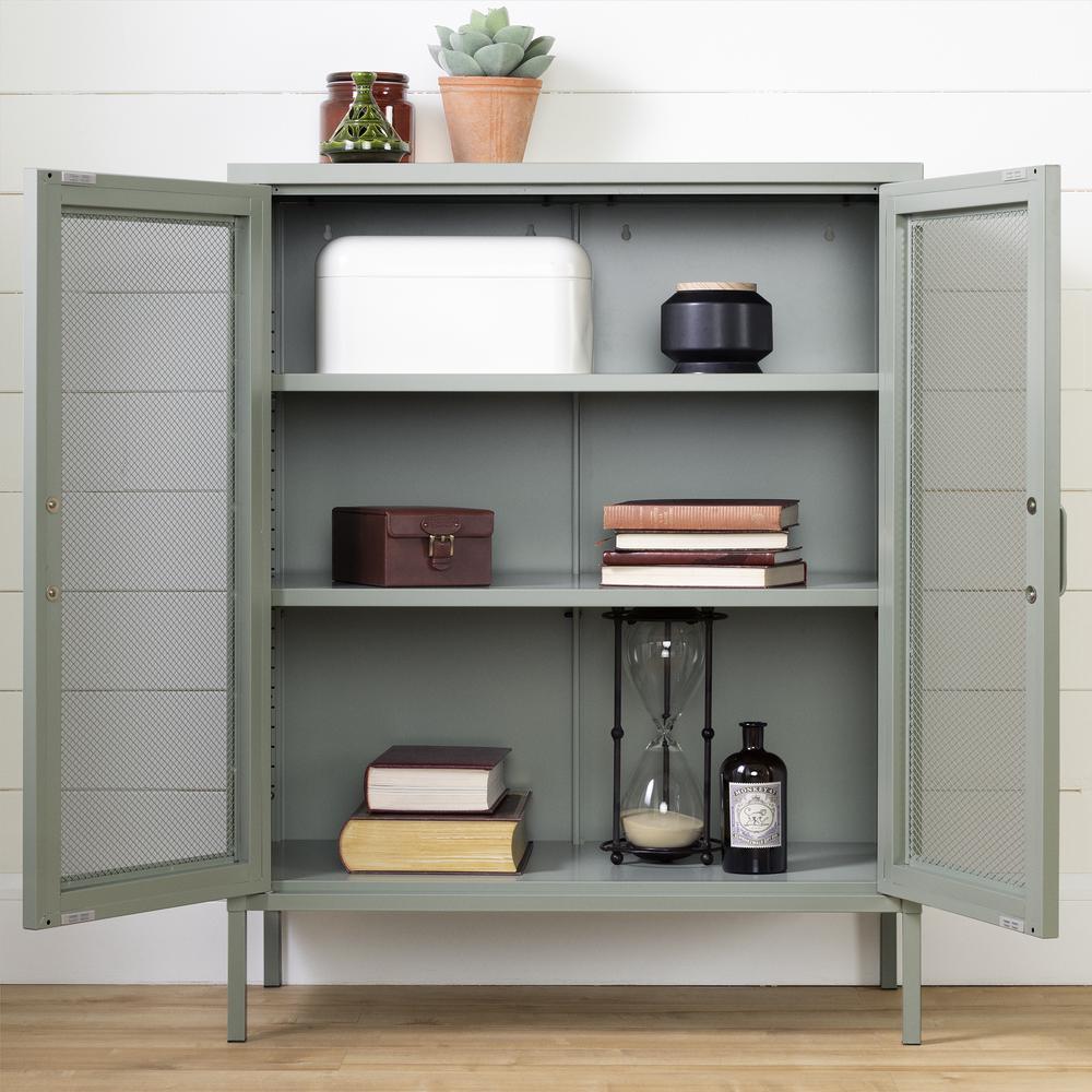 Crea Metal Mesh 2-Door Accent Cabinet, Sage Green. Picture 5