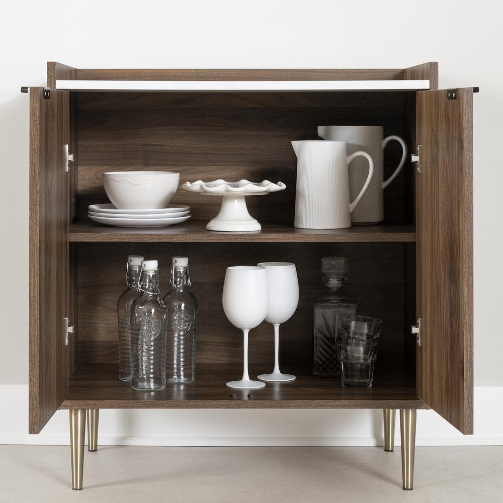 Hype Storage Cabinet, Natural Walnut and Faux Carrara Marble. Picture 5