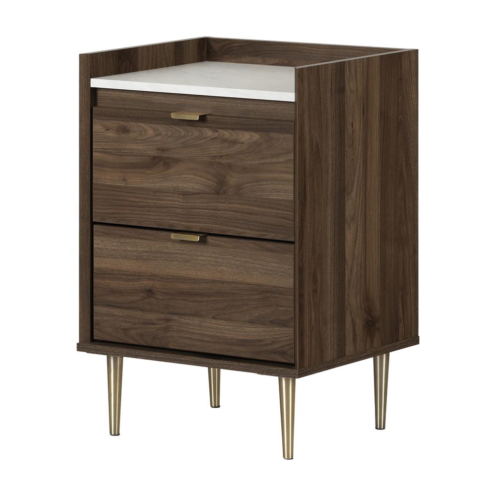 Hype End Table, Natural Walnut and Carrara Marble. Picture 1