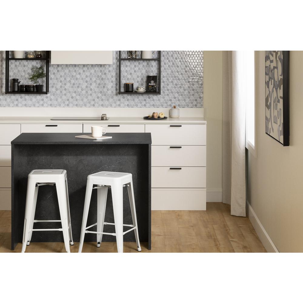 Myro Kitchen Island, Faux Black Stone and White. Picture 2