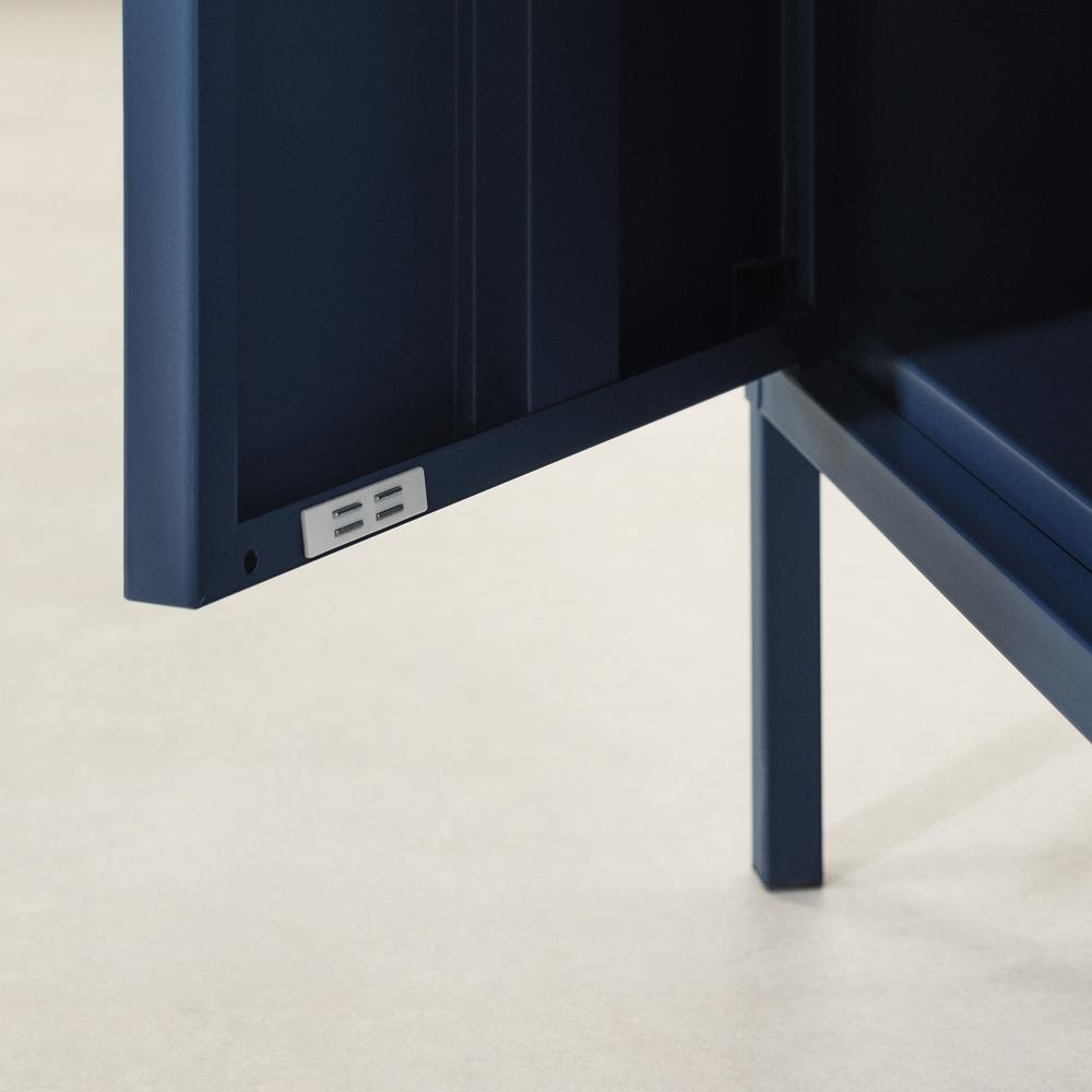 Kodali Metal 1-Door Nightstand, Dark Blue. Picture 4