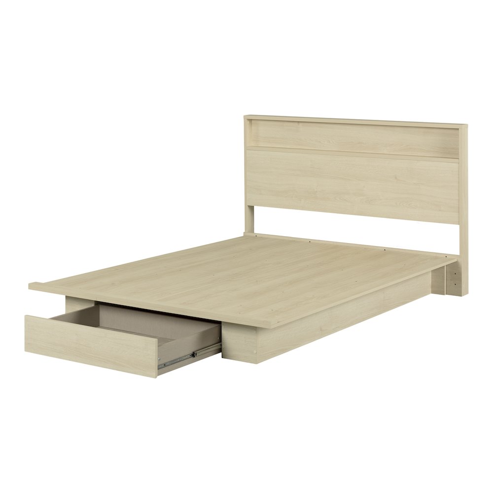 Fusion Platform Bed and Headboard Set, Bleached Oak. Picture 1