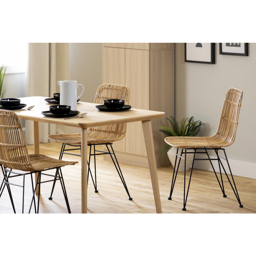 Balka Rattan Dining Chair, Set of 2, Rattan and Black. Picture 2