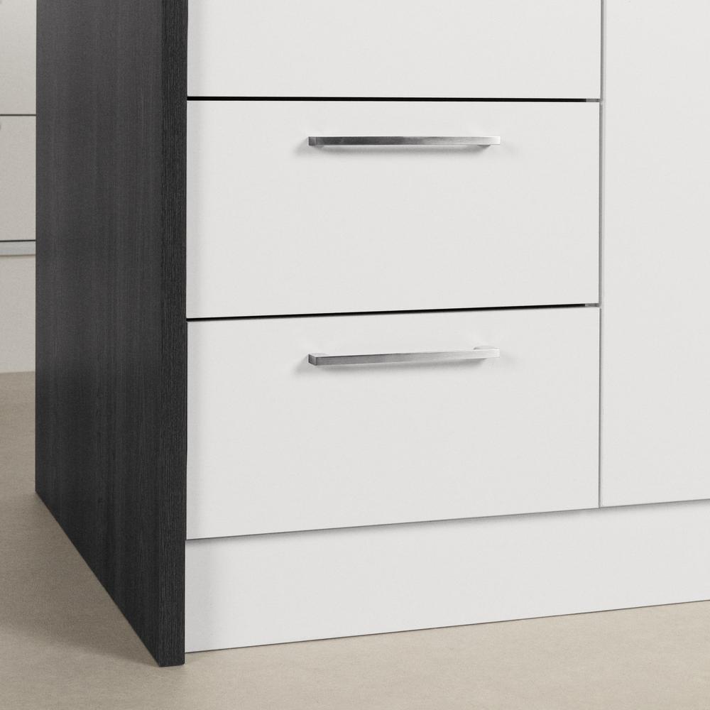 Myro Kitchen Island, Gray Oak and White. Picture 5