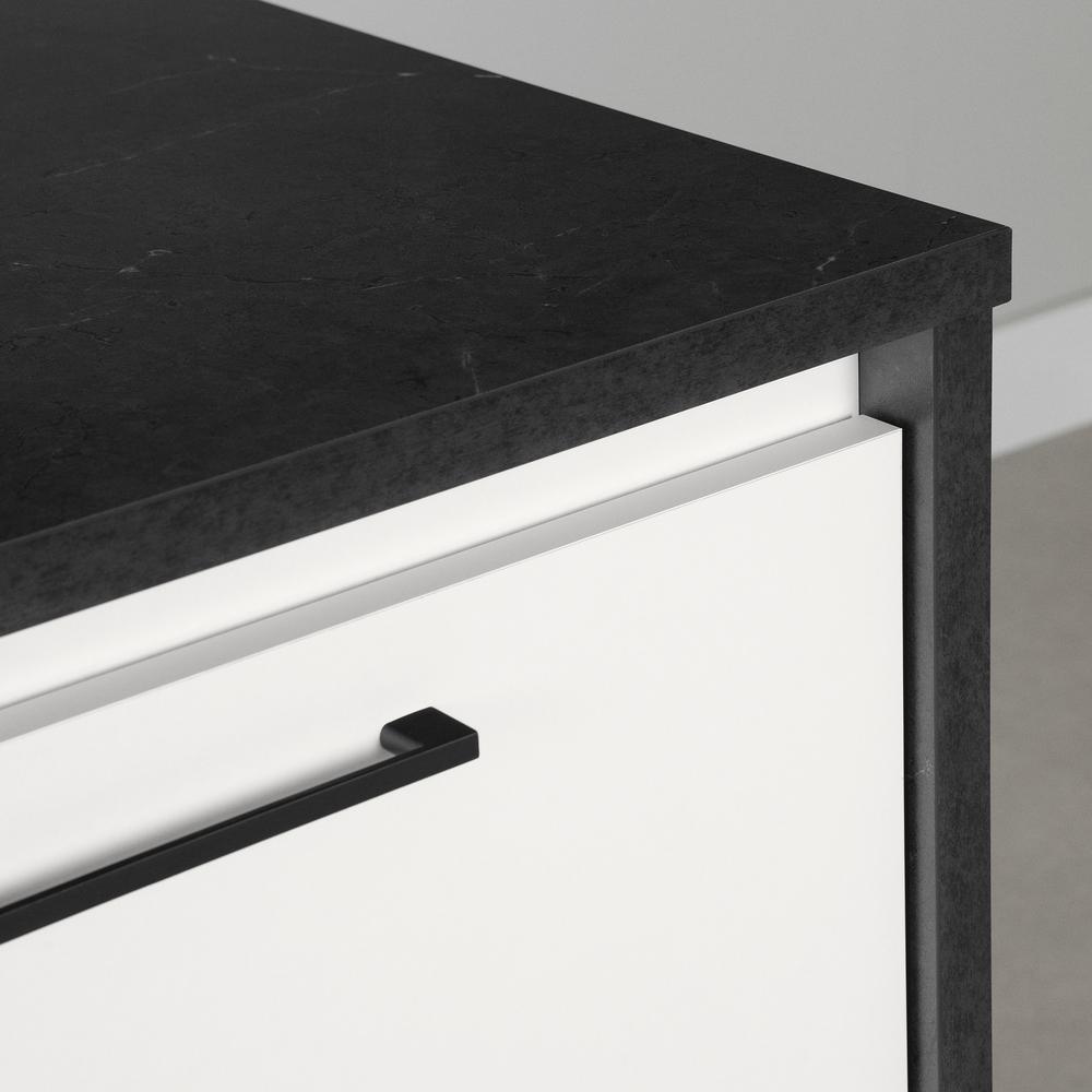 Myro Kitchen Island, Faux Black Stone and White. Picture 3