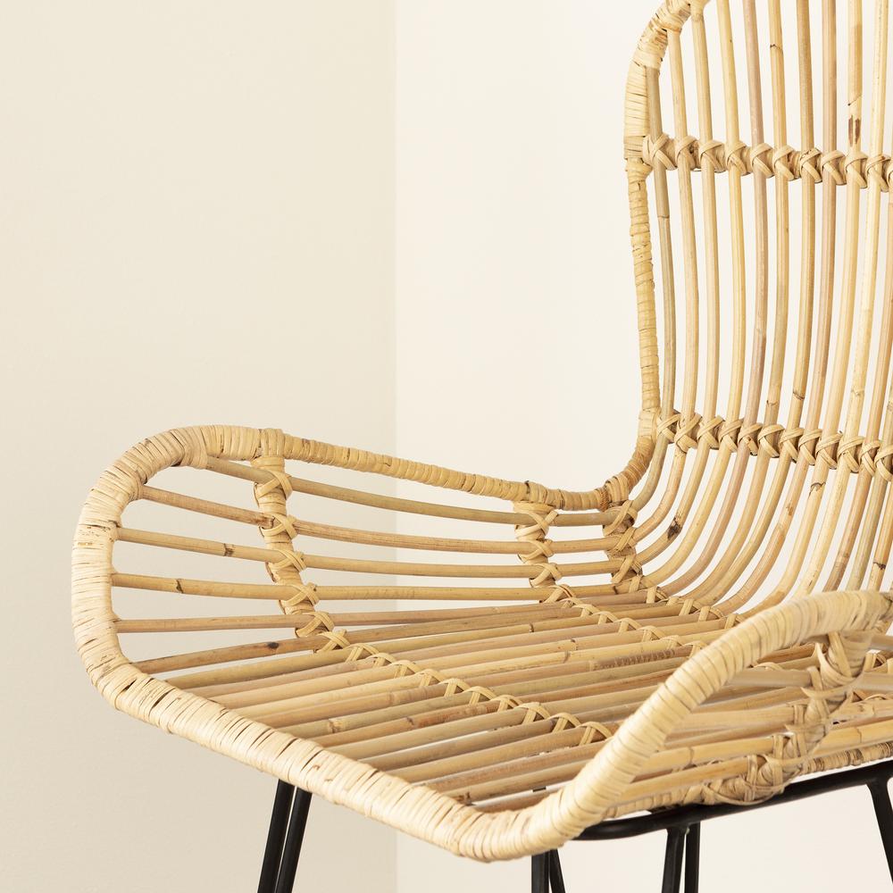 Balka Rattan Dining Chair with Armrests, Set of 2, Rattan and Black. Picture 3