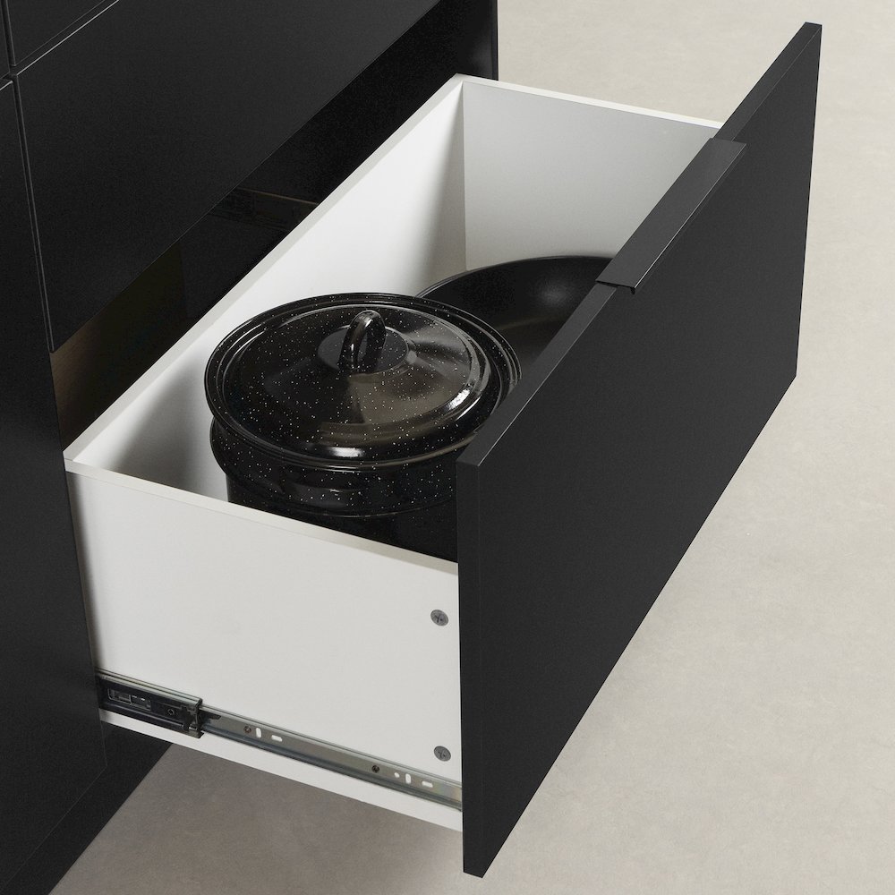 Olio Kitchen Island, Matte Black and Faux White Marble. Picture 4