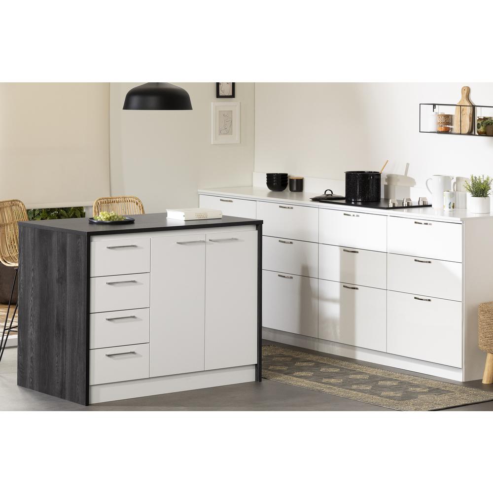 Myro Kitchen Island, Gray Oak and White. Picture 2