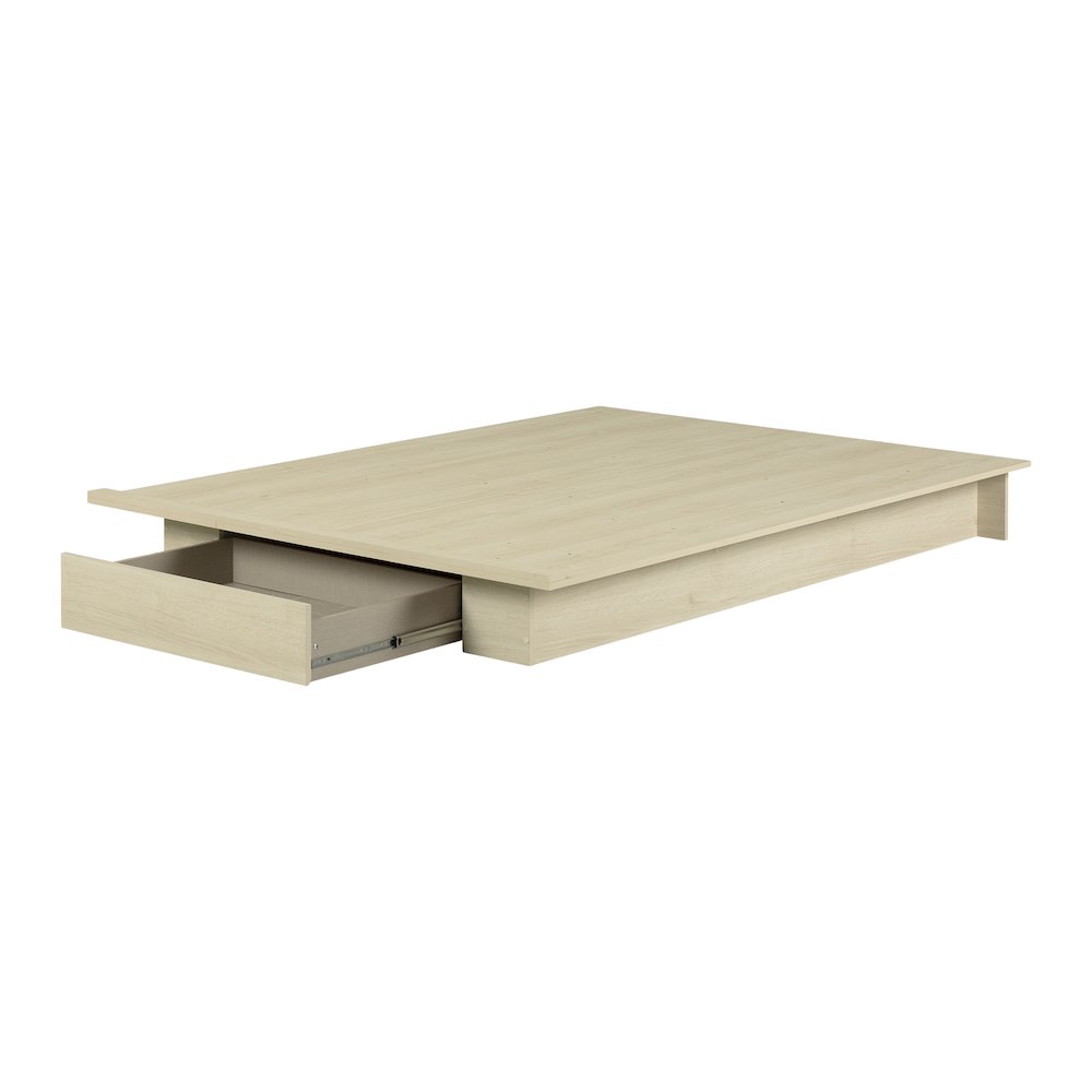 Fusion Platform Bed with Drawer, Bleached Oak. Picture 1