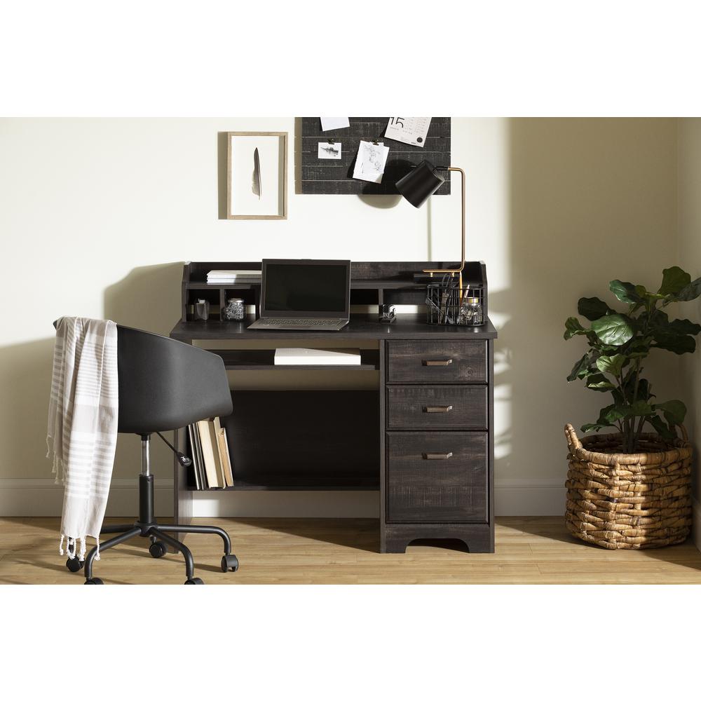 Versa Computer Desk with Hutch, Rubbed Black. Picture 2