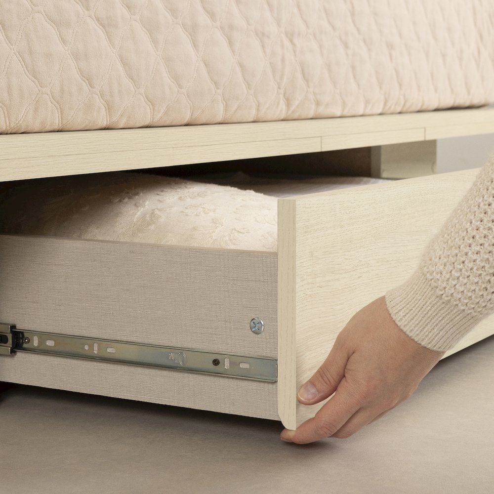 Fusion Platform Bed with Drawer, Bleached Oak. Picture 3