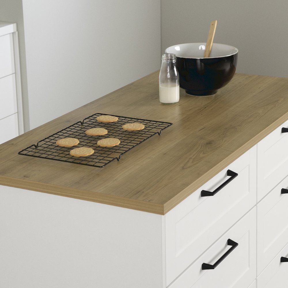 Toscano 6-Drawer Kitchen Island, White and Maple Nutmeg. Picture 4