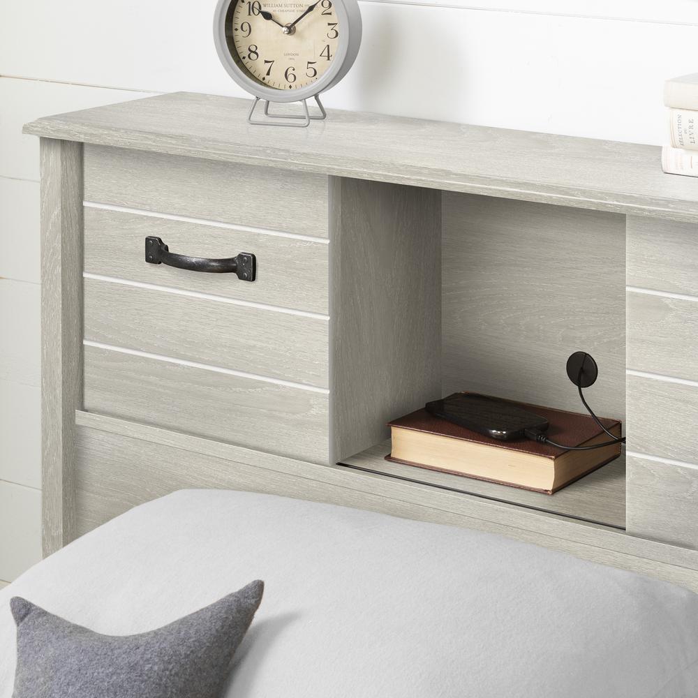 Ulysses Bookcase Headboard, Winter-Oak. Picture 3