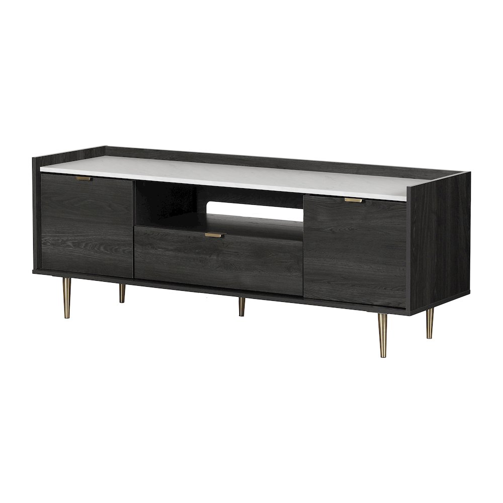 Hype TV Stand, Gray Oak and Faux Carrara Marble. Picture 1
