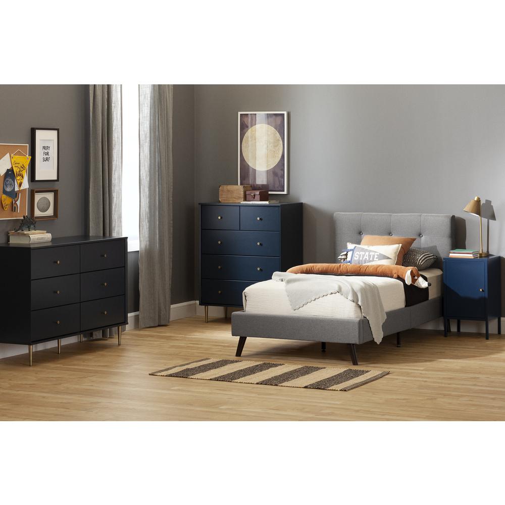 Dylane 2-Drawer Nightstand, Navy Blue. Picture 3