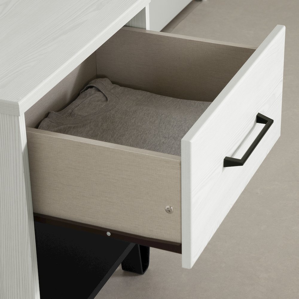 Arlen 1-Drawer Nightstand, White Pine and Black Matte. Picture 5