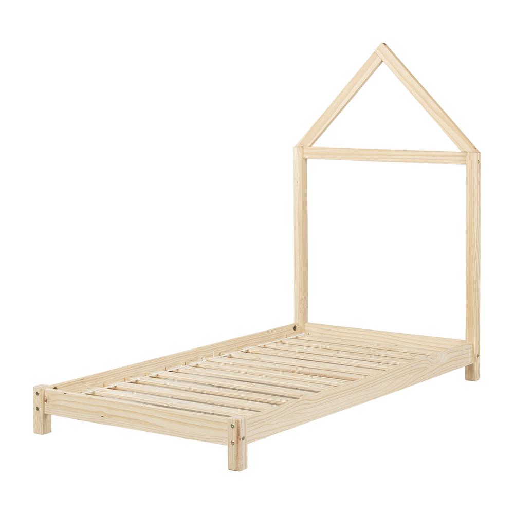 Sweedi Bed with House Frame Headboard, Natural. Picture 1