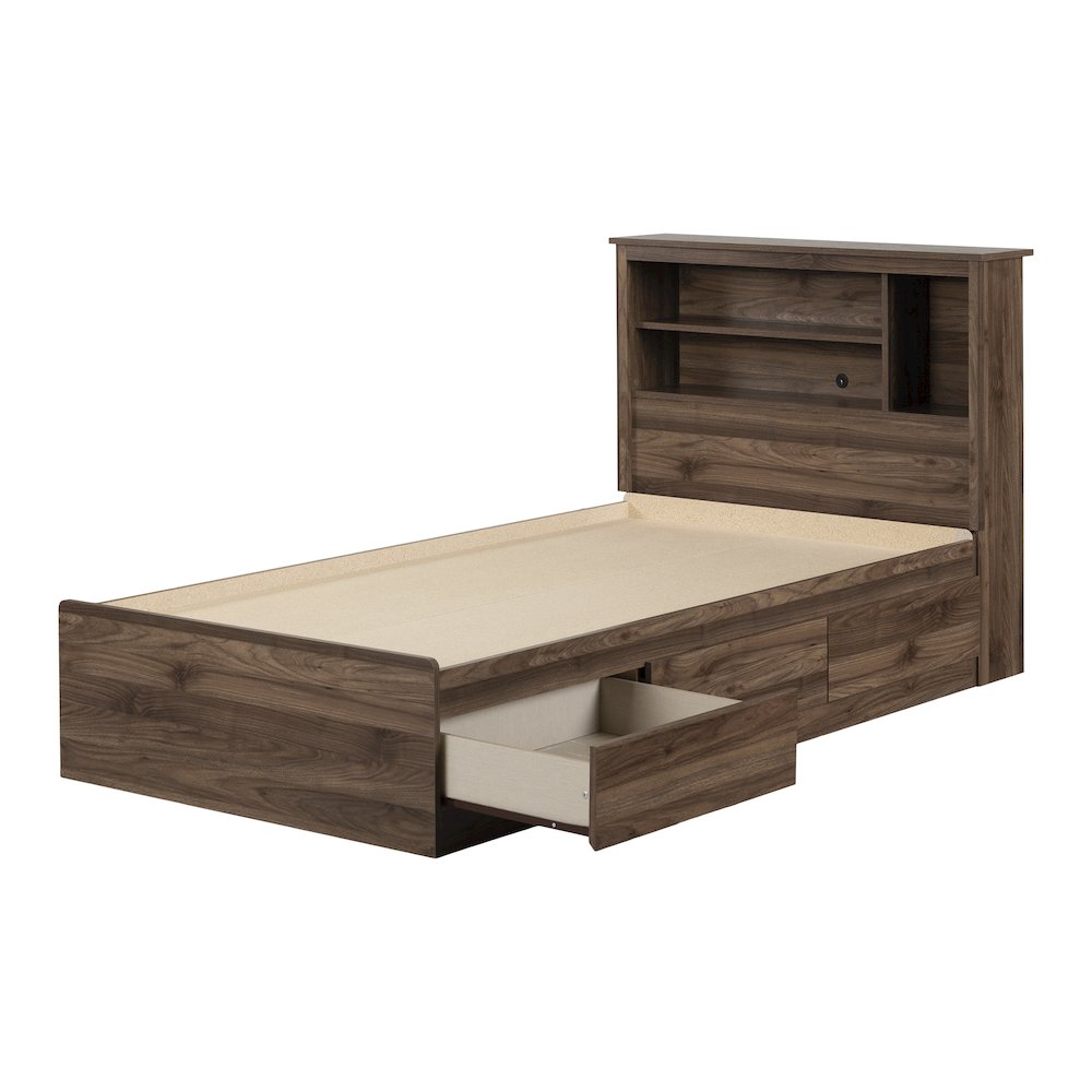 Yodi Bed and Headboard Set, Natural Walnut. Picture 1