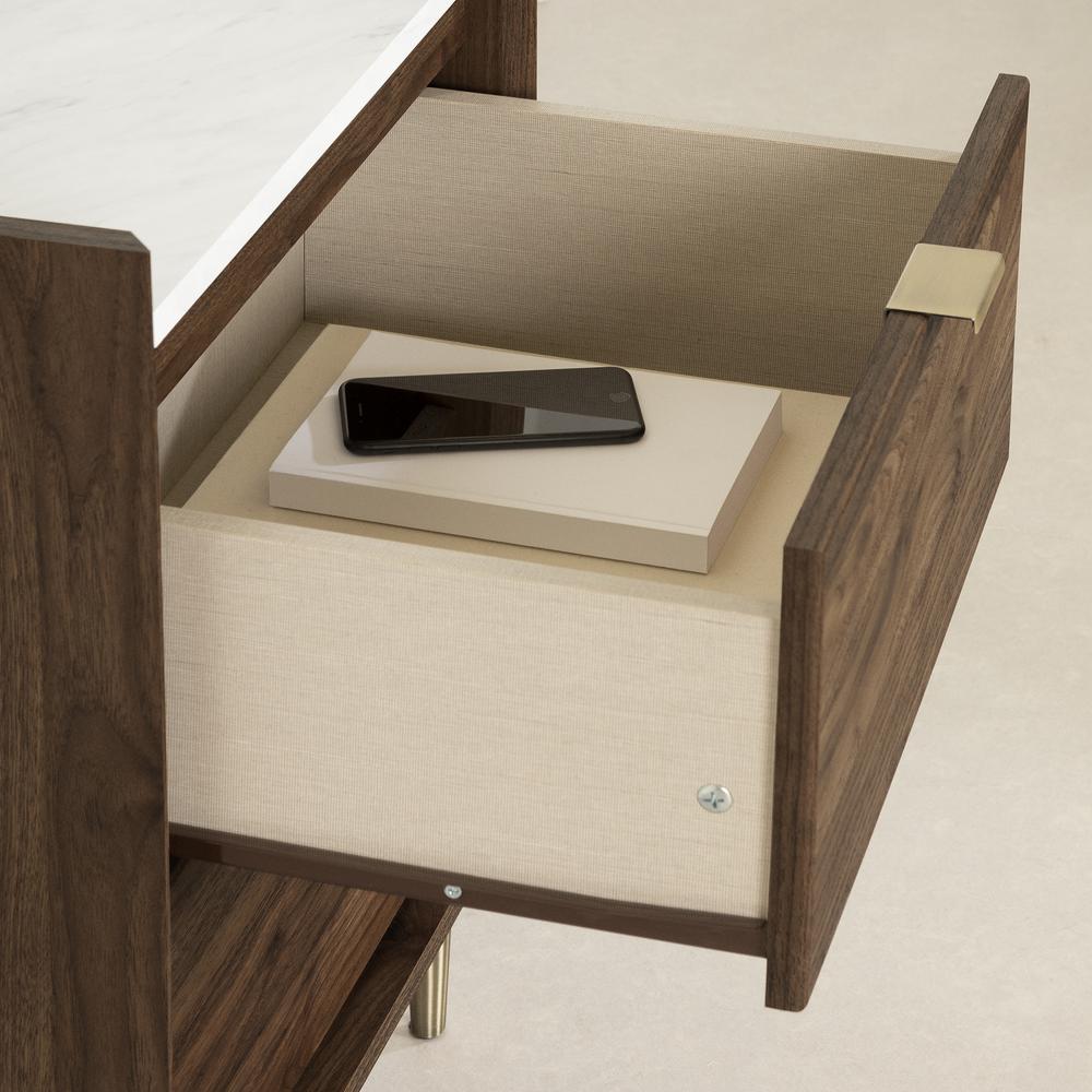 Hype End Table, Natural Walnut and Carrara Marble. Picture 3