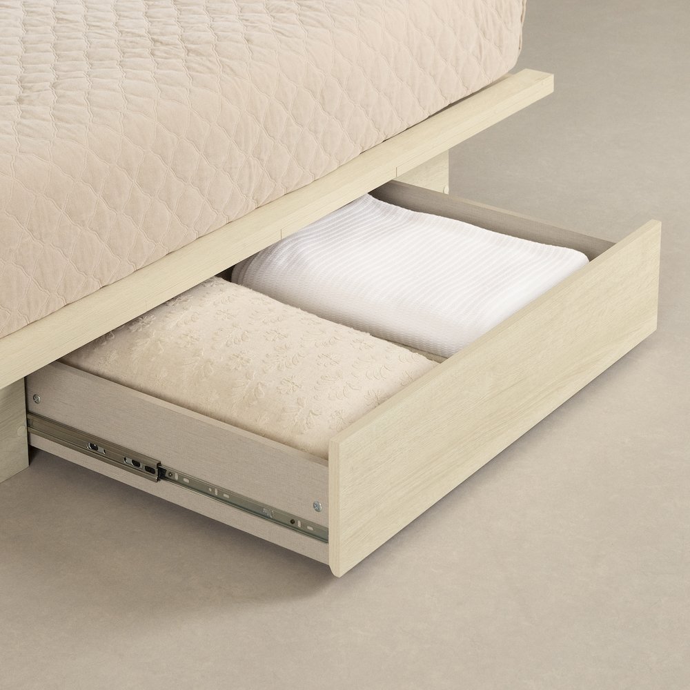 Fusion Platform Bed with Drawer, Bleached Oak. Picture 4