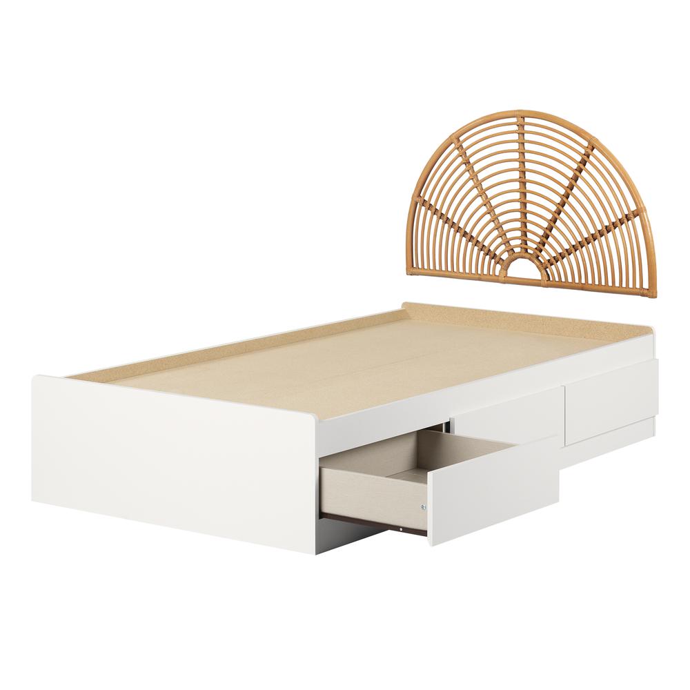 Bloom Mates Bed and Headboard Set, White and Natural. Picture 1