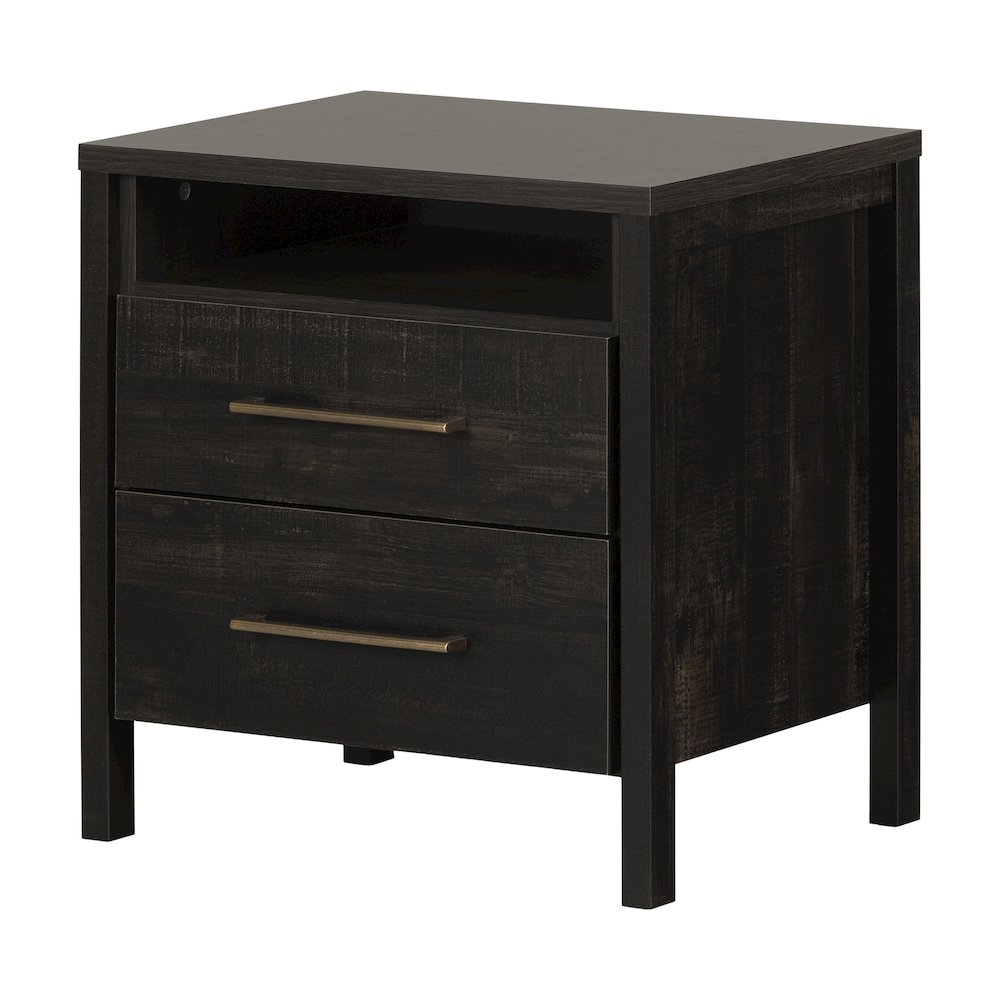 Gravity 2-Drawer Nightstand, Rubbed Black. Picture 1