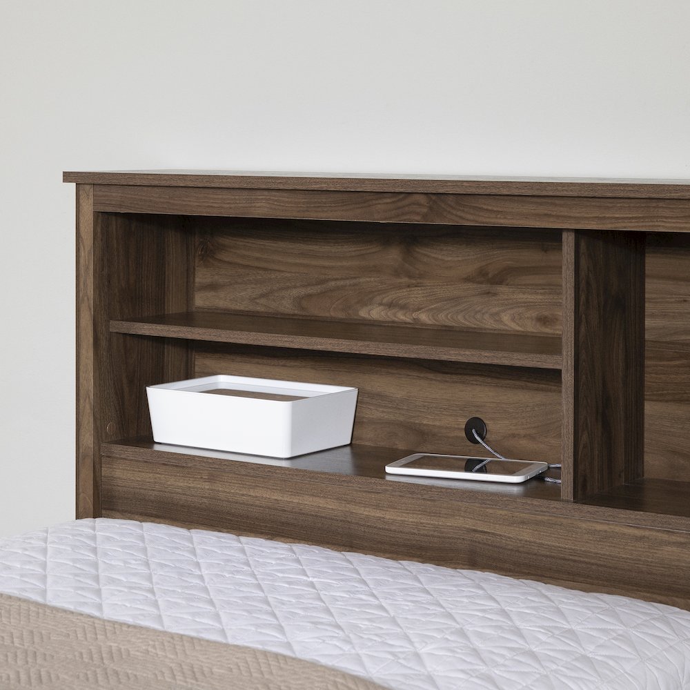 Yodi Bed and Headboard Set, Natural Walnut. Picture 5