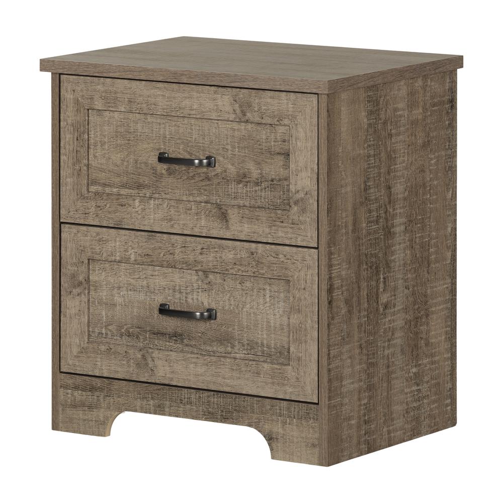 Prairie 2-Drawer Nightstand, Weathered Oak. Picture 1