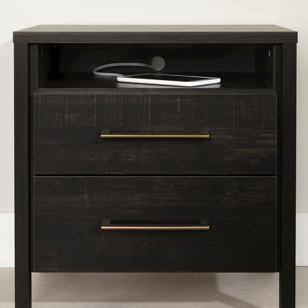Gravity 2-Drawer Nightstand, Rubbed Black. Picture 3