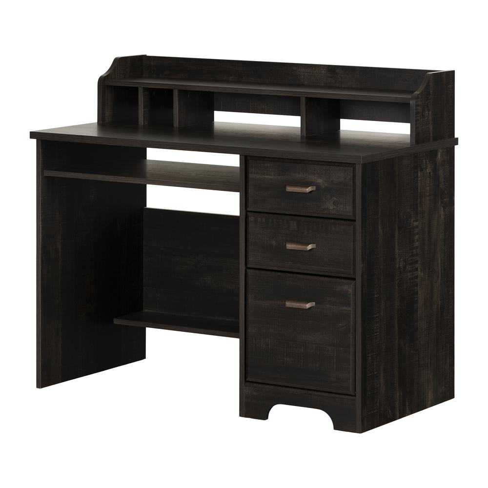 Versa Computer Desk with Hutch, Rubbed Black. Picture 1