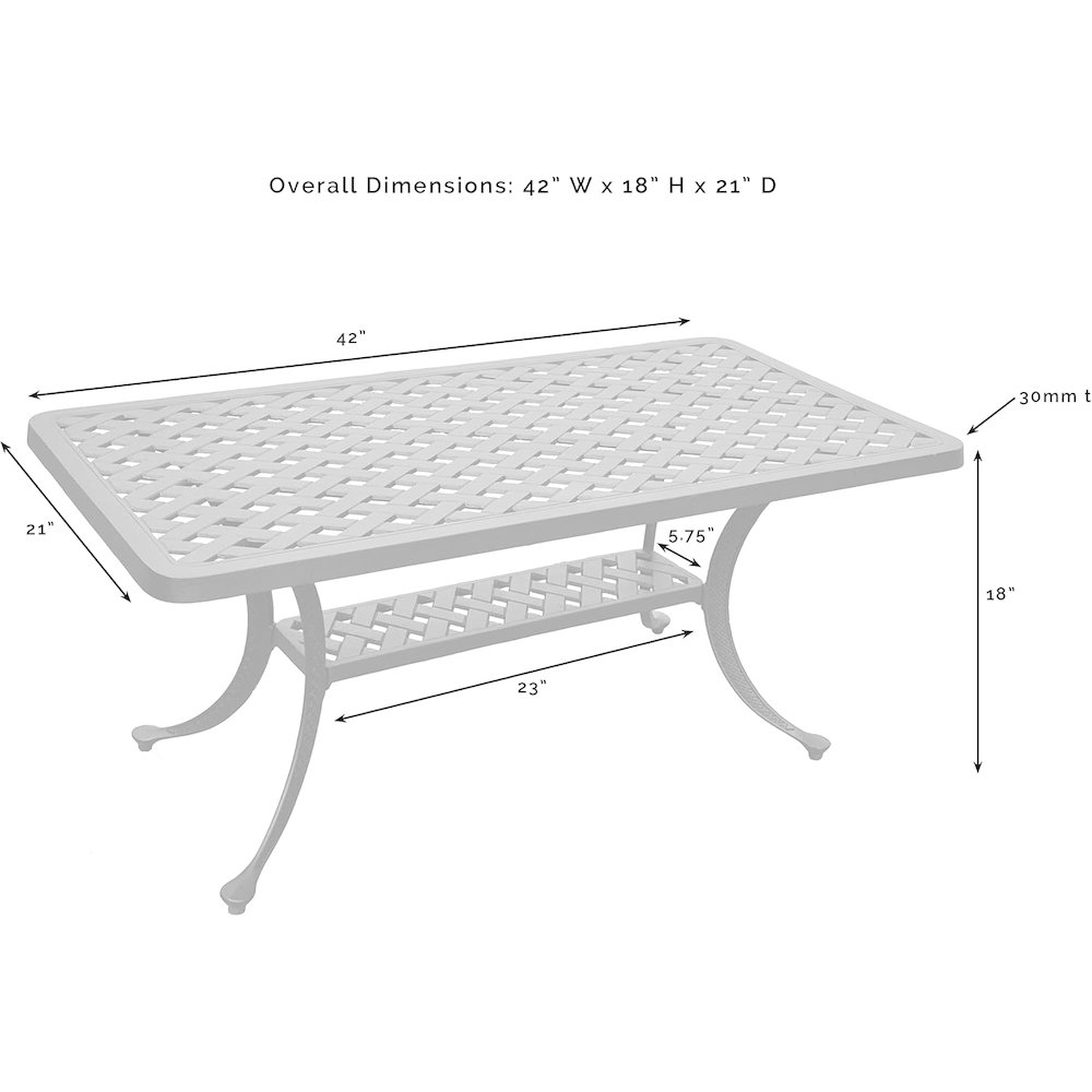Sedona Cast Aluminum Outdoor Coffee Table. Picture 3
