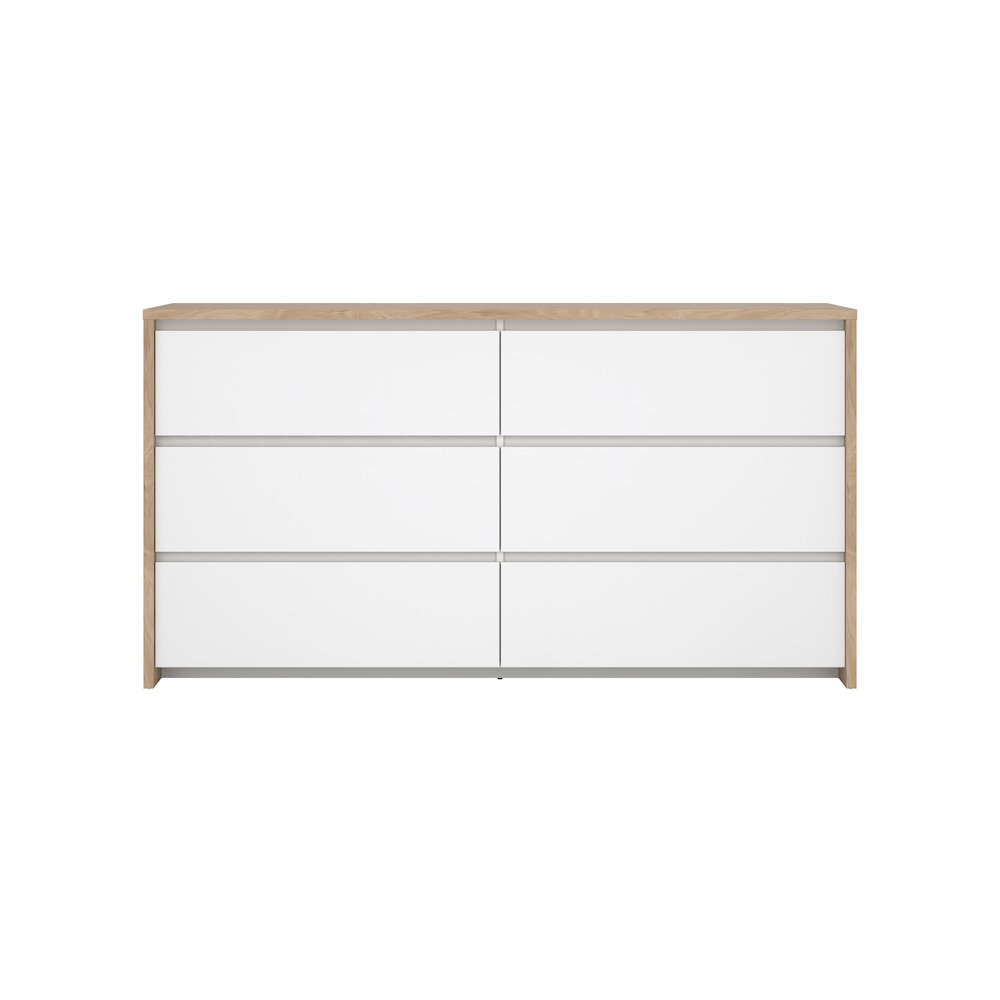 Next 6 Drawer Double Dresser, Jackson Hickory/White High Gloss. Picture 5