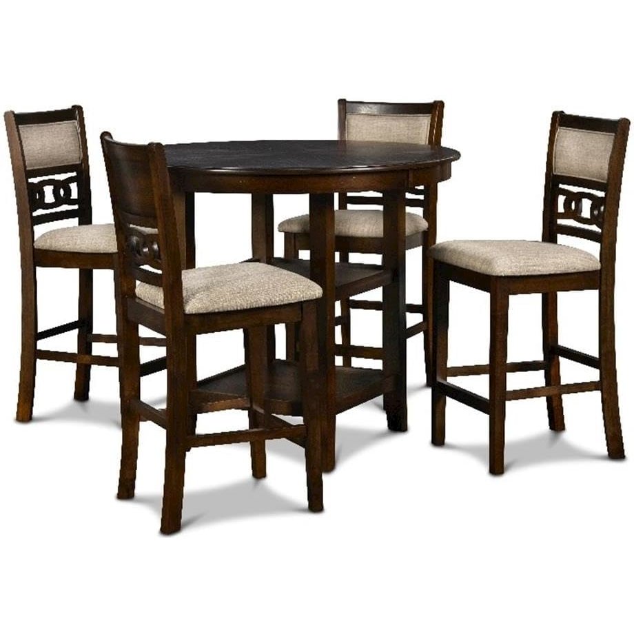 Gia 5-Piece Transitional Wood Dining Set in Cherry. Picture 1