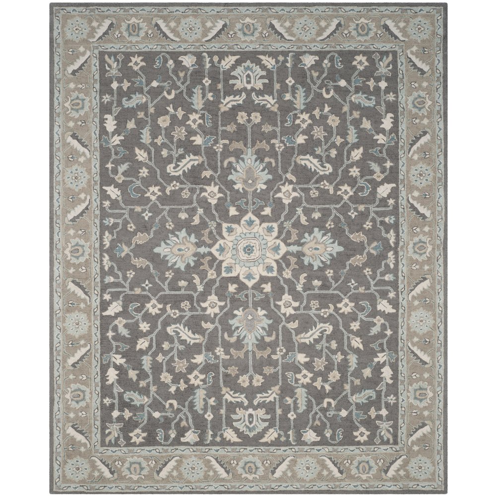 BLOSSOM, DARK GREY / LIGHT BROWN, 10' X 14', Area Rug. Picture 2