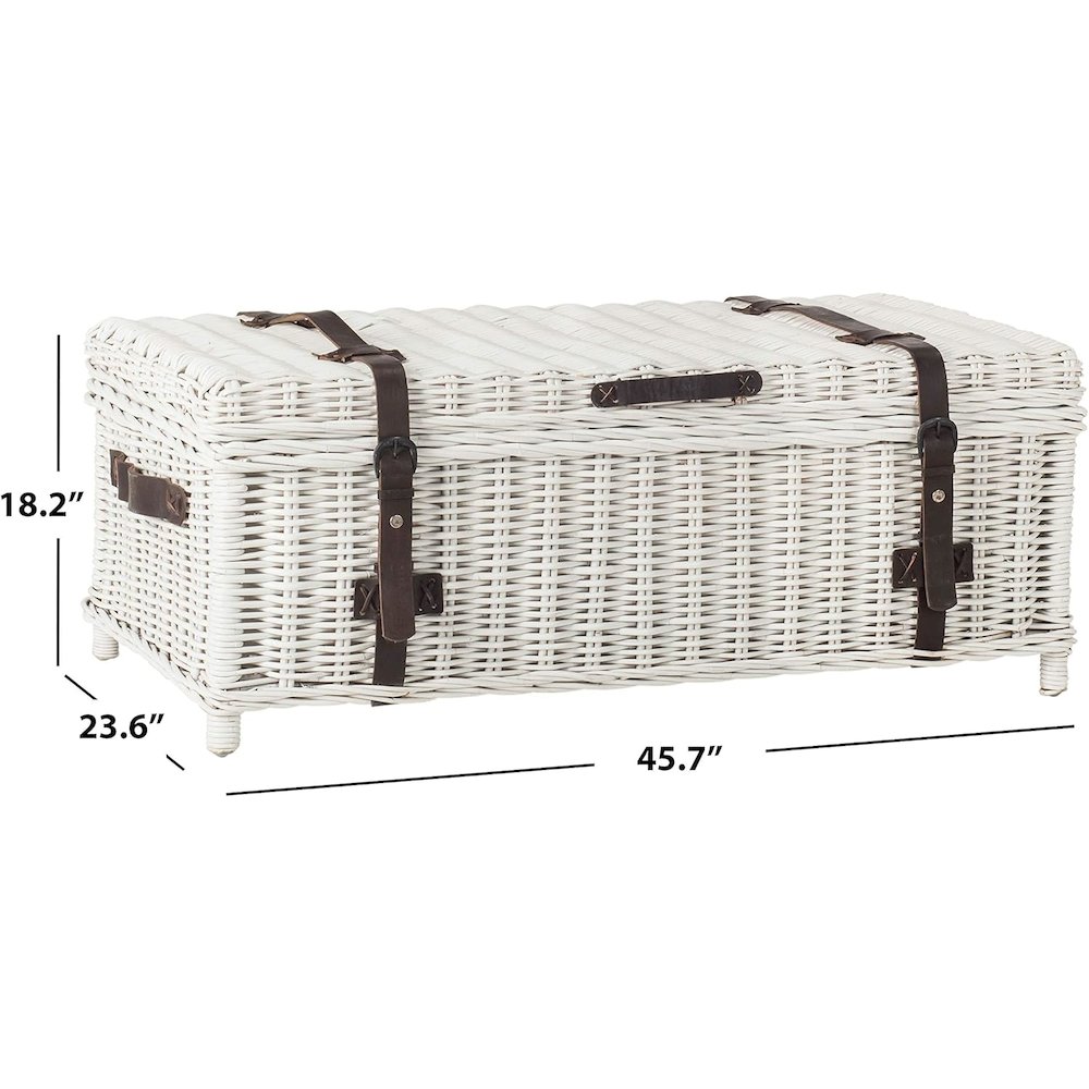 Home Collection Navarro White Rattan Coffee Table. Picture 3