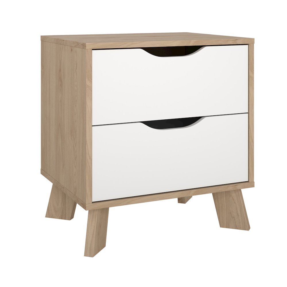 Ikast 2 Drawer Nightstand, Jackson Hickory/White. Picture 6