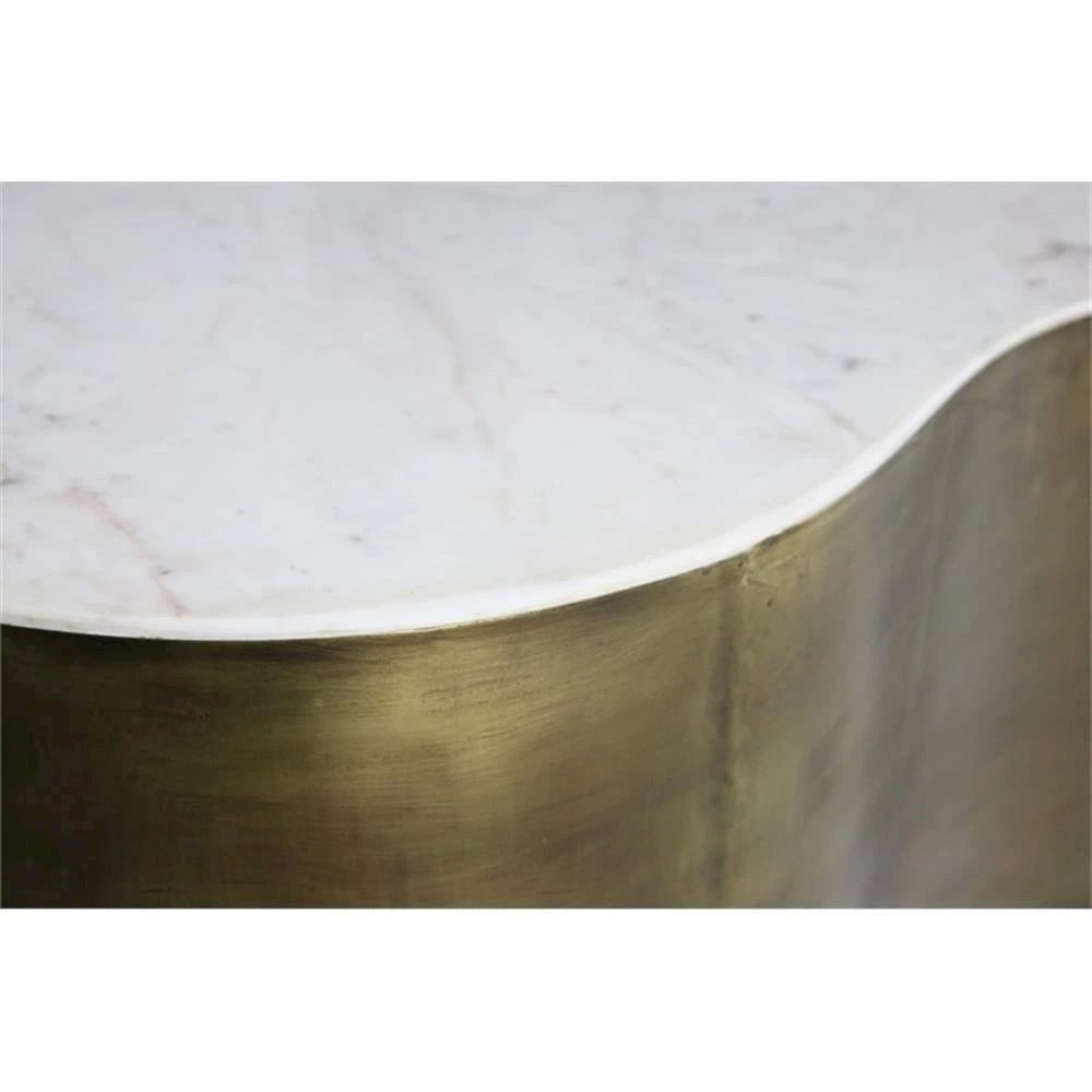 Kendall Cocktail Table With Marble Top on Brass Tone Iron Base. Picture 2