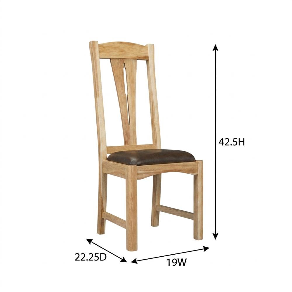 Natural Finish Leather Upholstered Side Chair Set of 2. Picture 7