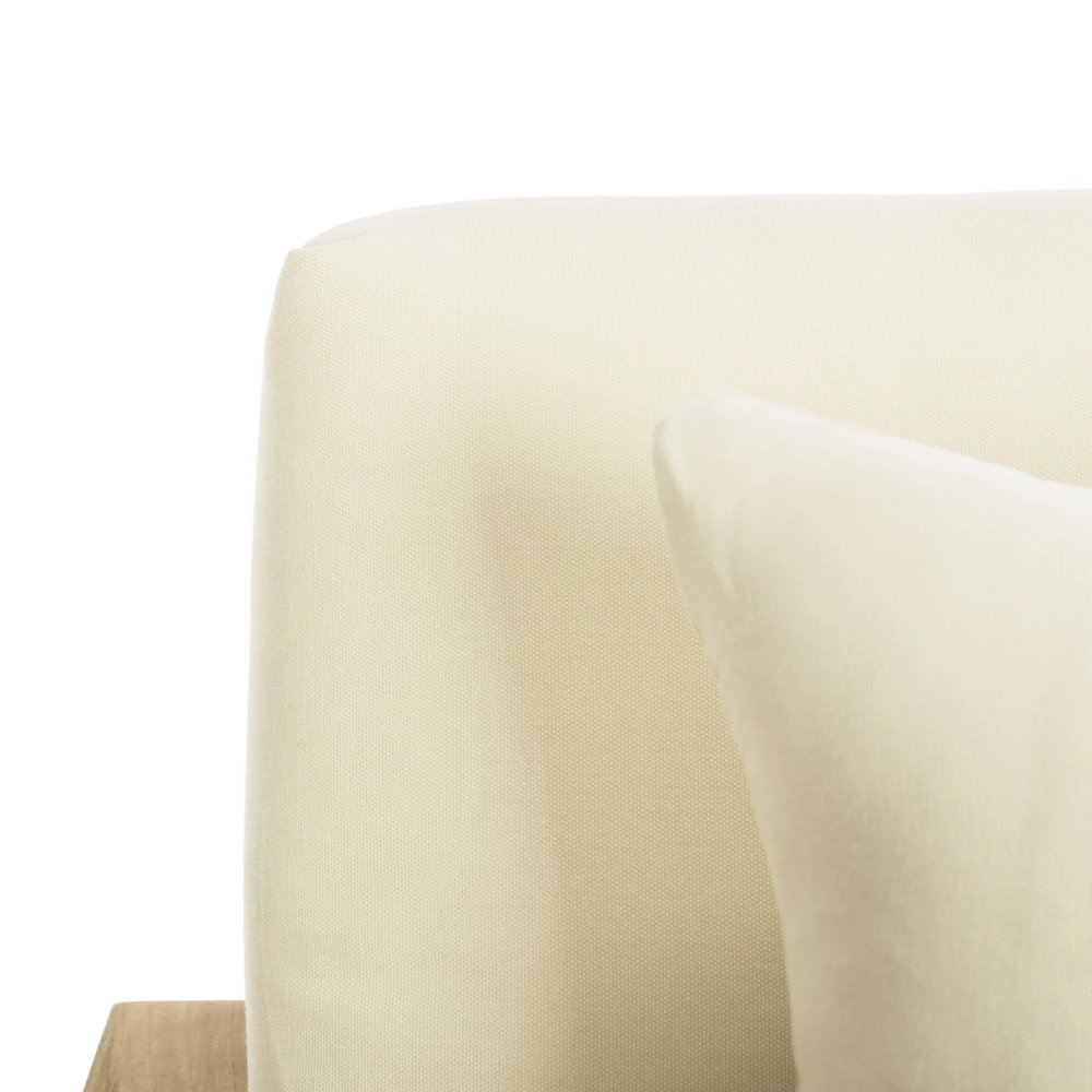 Couture Montford Modern Brazilian Teak Wood Solid Armchair, Natural Teak/Beige. Picture 5