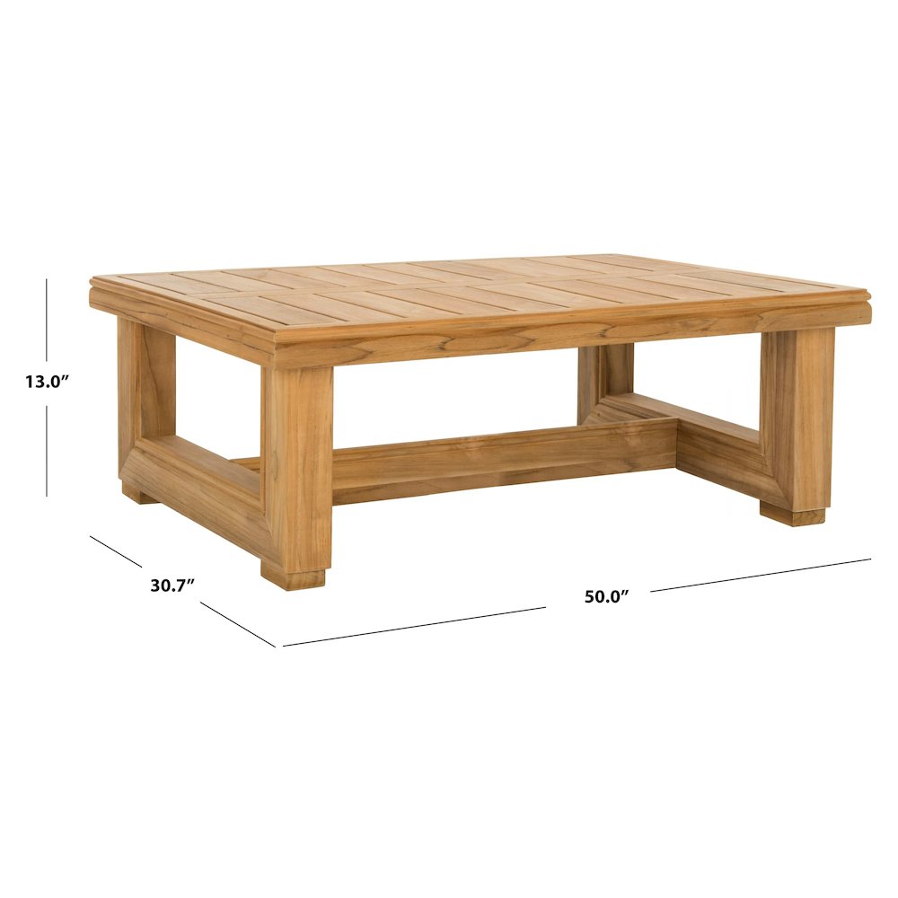 Couture Montford Contemporary Teak Coffee Table, Natural Teak. Picture 6