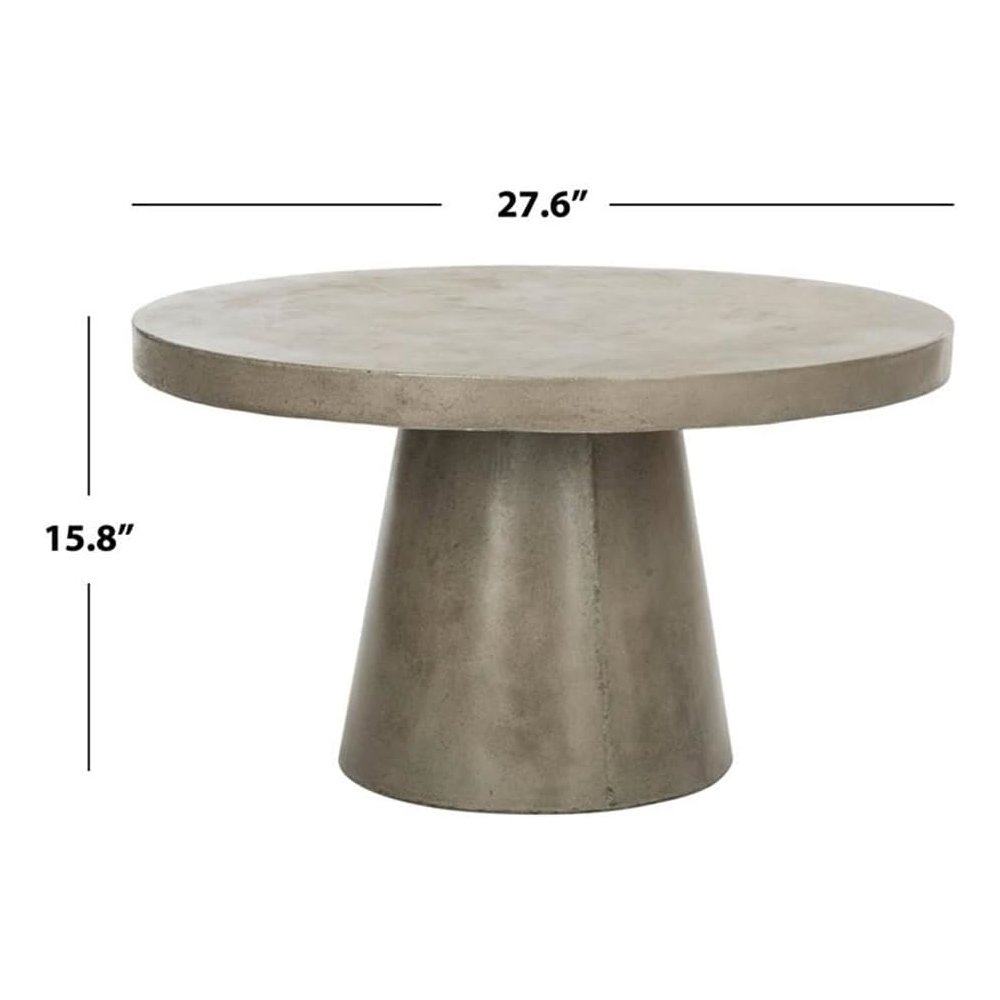 Delfia Indoor/Outdoor Modern Concrete Round 27.56-Inch Dia Coffee Table. Picture 5