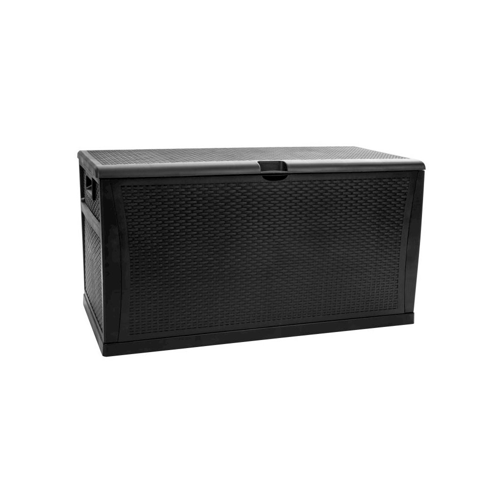 120 Gallon Plastic Deck Box - Outdoor Waterproof Storage Box for Patio Cushions, Garden Tools and Pool Toys, Black. Picture 1