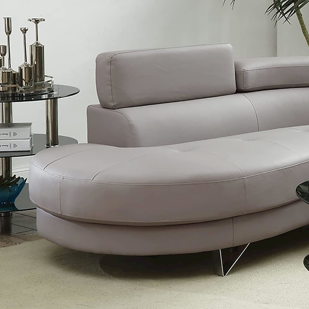 Poundex 2 Piece Faux Leather Sectional in Light Gray, 102" W x 85" D x 29" H, Package Weight 120. Picture 5